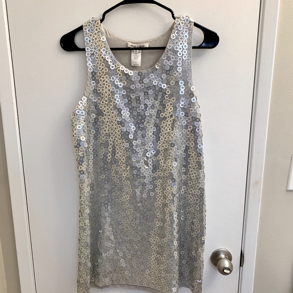Alice + Olivia Silver Sequin Dress